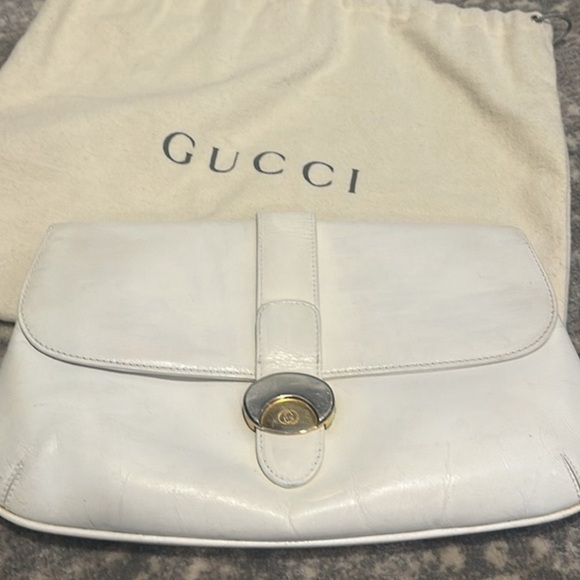 GUCCI VINTAGE WHITE CLUTCH - Picture 1 of 12